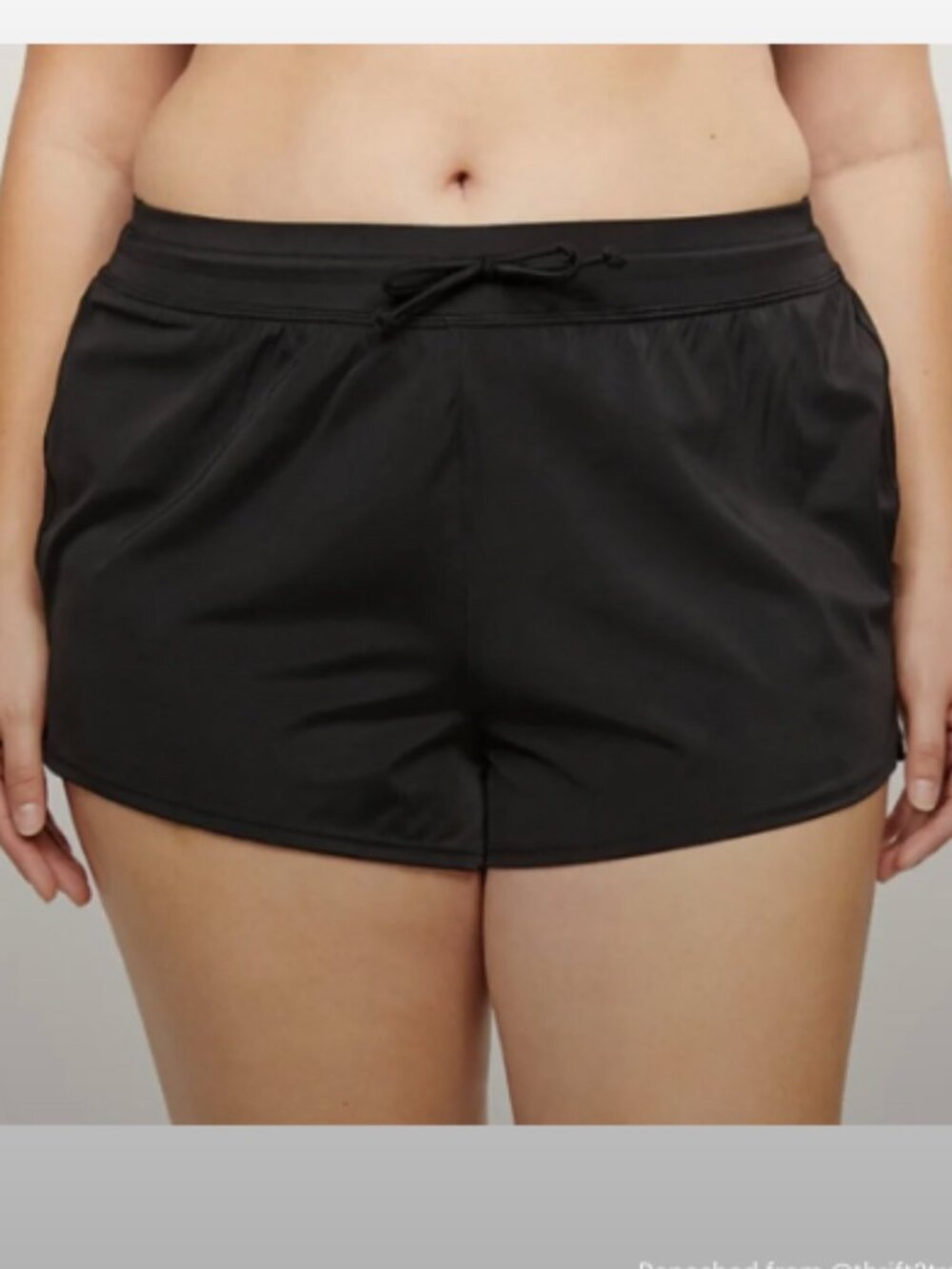 Swim by Cacique Womens Plus Size 28 Swim Shorts Black Drawstring Waist Quick-Dry